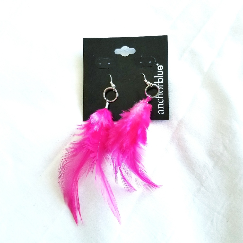 Pink Feather Earrings💕